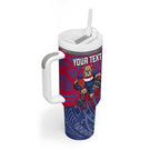 Custom Western Bulldogs Mascot Tumbler With Handle Polynesian Tribal Swirl Dynamic - Bulldog Football