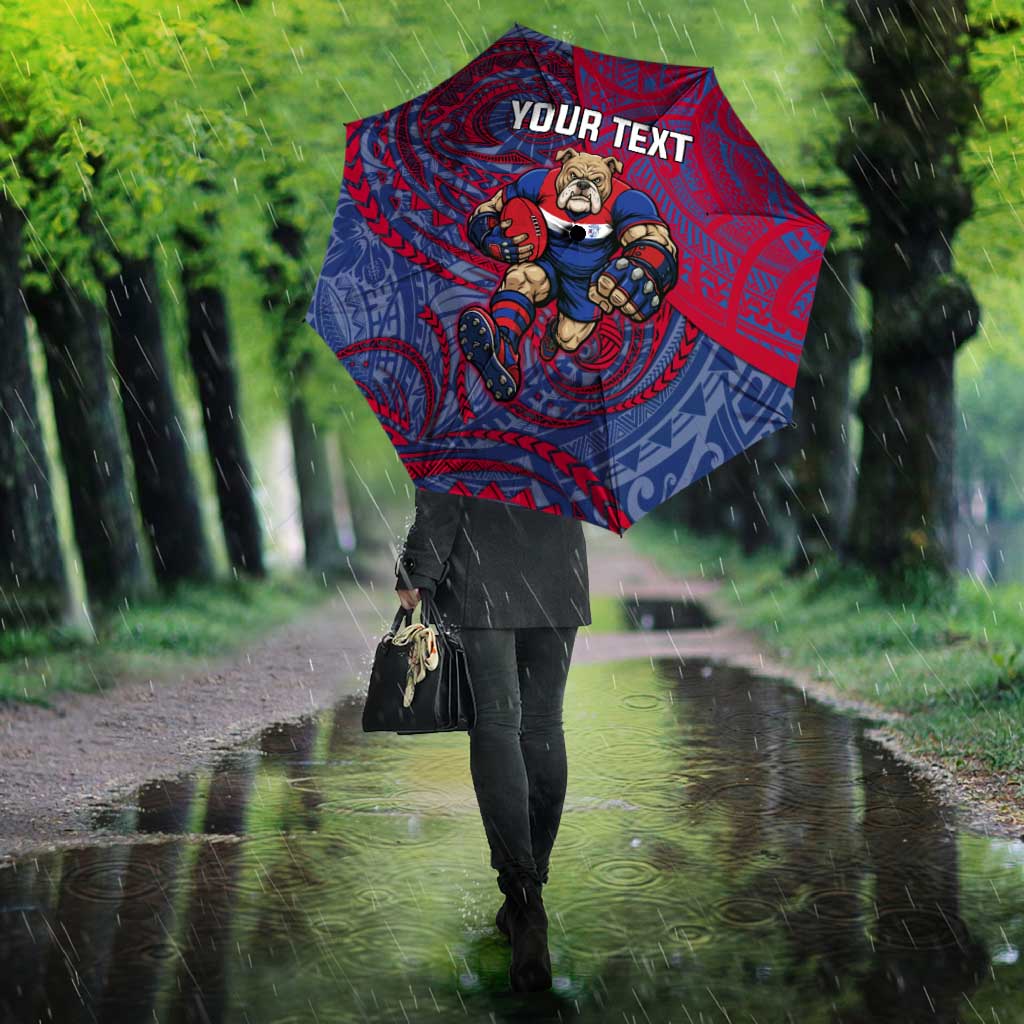 Custom Western Bulldogs Mascot Umbrella Polynesian Tribal Swirl Dynamic - Bulldog Football