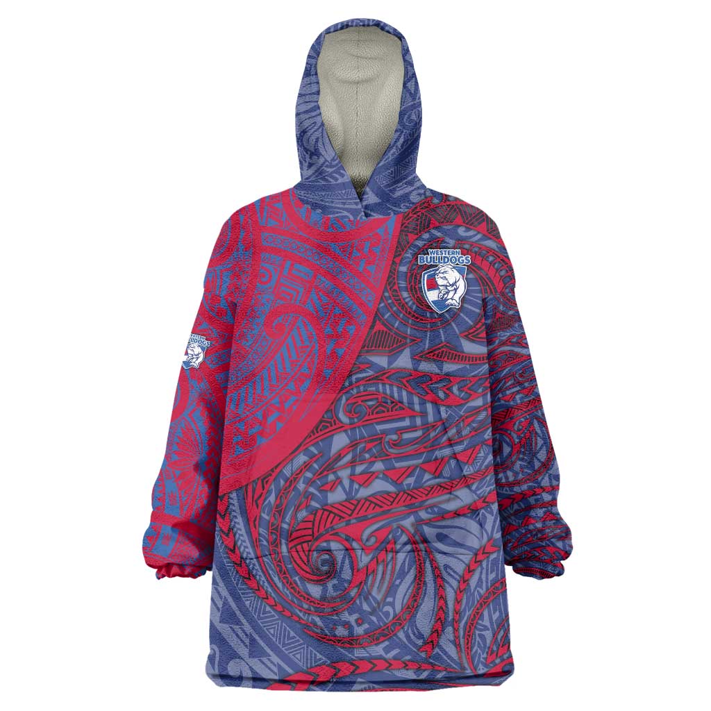 Custom Western Bulldogs Mascot Wearable Blanket Hoodie Polynesian Tribal Swirl Dynamic - Bulldog Football