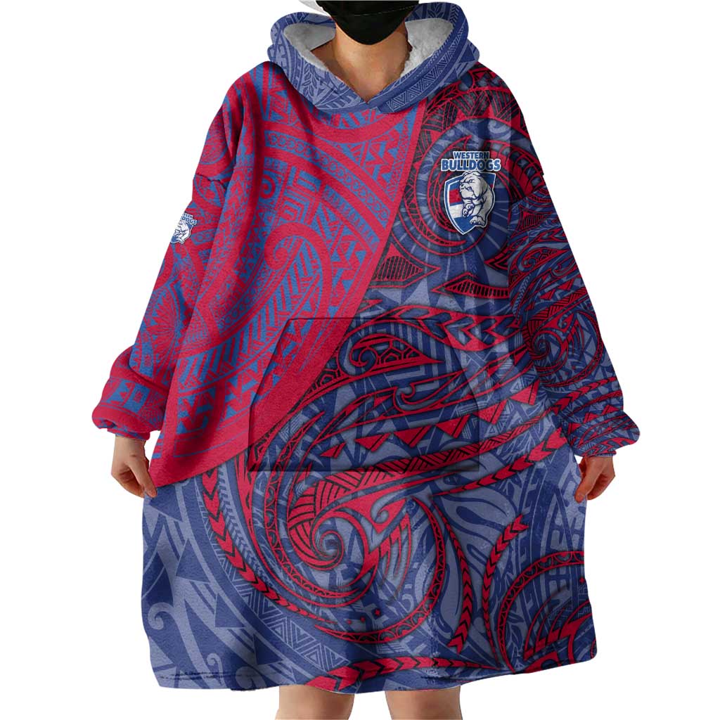 Custom Western Bulldogs Mascot Wearable Blanket Hoodie Polynesian Tribal Swirl Dynamic - Bulldog Football