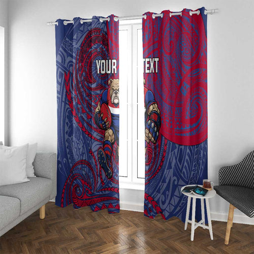 Custom Western Bulldogs Mascot Window Curtain Polynesian Tribal Swirl Dynamic - Bulldog Football