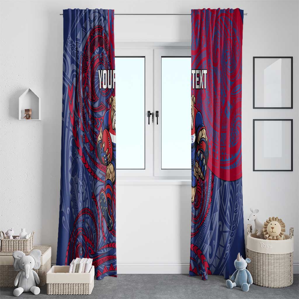 Custom Western Bulldogs Mascot Window Curtain Polynesian Tribal Swirl Dynamic - Bulldog Football