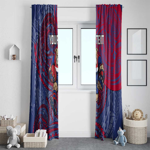 Custom Western Bulldogs Mascot Window Curtain Polynesian Tribal Swirl Dynamic - Bulldog Football