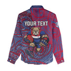 Custom Western Bulldogs Mascot Women Casual Shirt Polynesian Tribal Swirl Dynamic - Bulldog Football