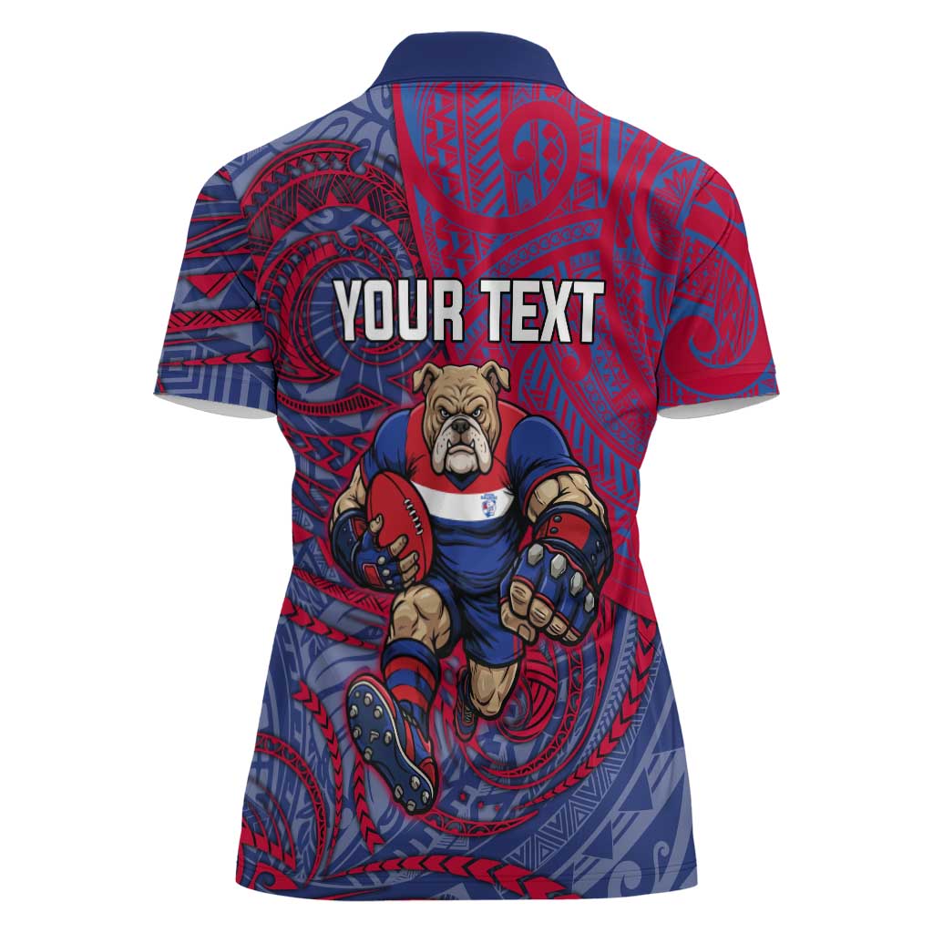 Custom Western Bulldogs Mascot Women Polo Shirt Polynesian Tribal Swirl Dynamic - Bulldog Football