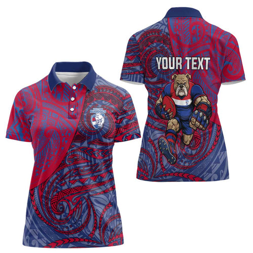 Custom Western Bulldogs Mascot Women Polo Shirt Polynesian Tribal Swirl Dynamic - Bulldog Football