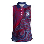 Custom Western Bulldogs Mascot Women Sleeveless Polo Shirt Polynesian Tribal Swirl Dynamic - Bulldog Football