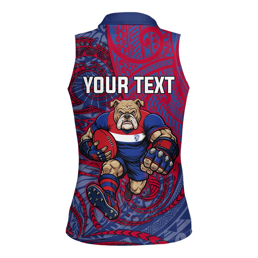 Custom Western Bulldogs Mascot Women Sleeveless Polo Shirt Polynesian Tribal Swirl Dynamic - Bulldog Football