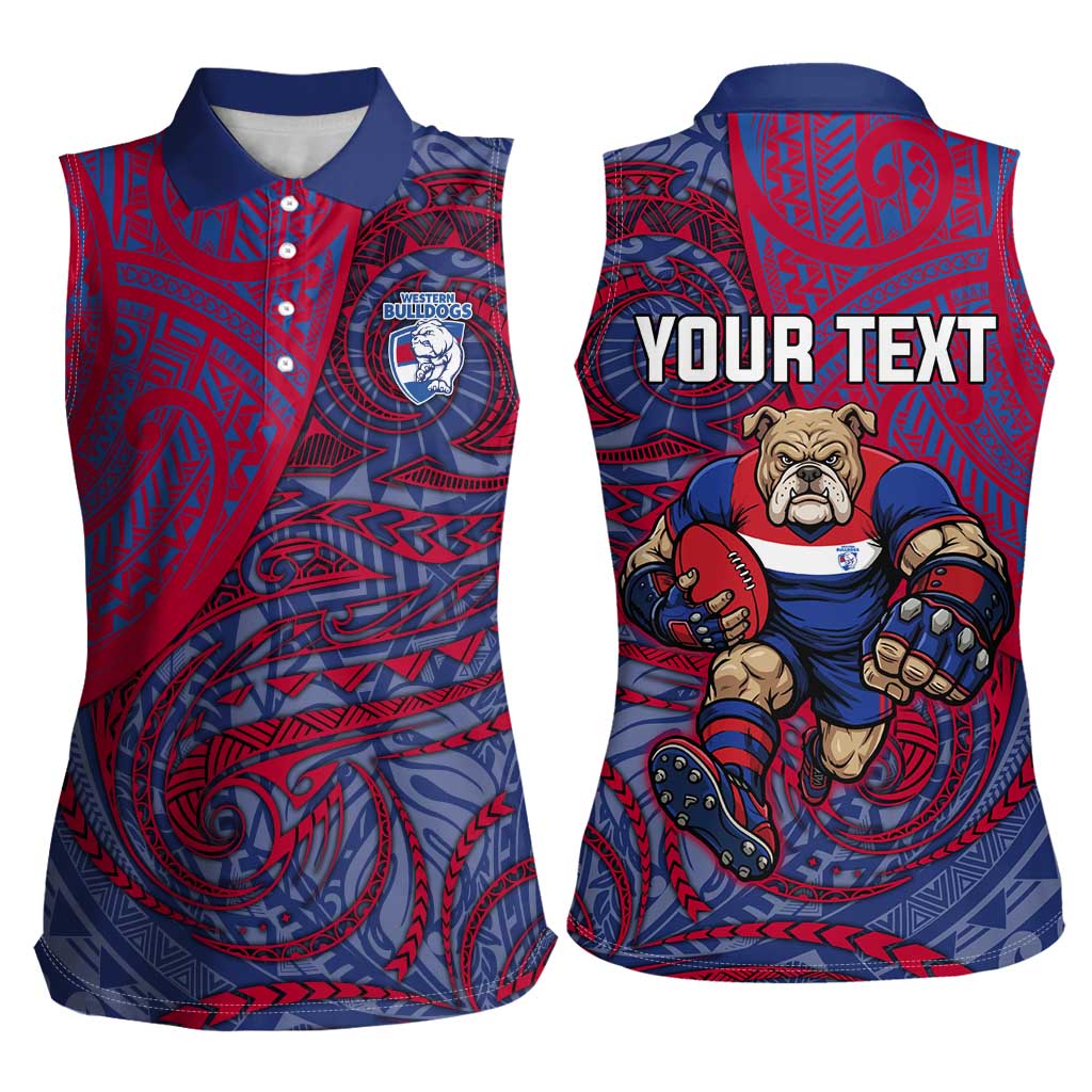 Custom Western Bulldogs Mascot Women Sleeveless Polo Shirt Polynesian Tribal Swirl Dynamic - Bulldog Football