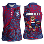 Custom Western Bulldogs Mascot Women Sleeveless Polo Shirt Polynesian Tribal Swirl Dynamic - Bulldog Football