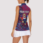 Custom Western Bulldogs Mascot Women Sleeveless Polo Shirt Polynesian Tribal Swirl Dynamic - Bulldog Football