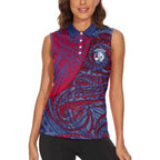 Custom Western Bulldogs Mascot Women Sleeveless Polo Shirt Polynesian Tribal Swirl Dynamic - Bulldog Football