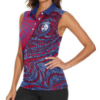 Custom Western Bulldogs Mascot Women Sleeveless Polo Shirt Polynesian Tribal Swirl Dynamic - Bulldog Football
