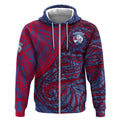 Custom Western Bulldogs Mascot Zip Hoodie Polynesian Tribal Swirl Dynamic - Bulldog Football