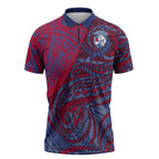 Custom Western Bulldogs Mascot Zipper Polo Shirt Polynesian Tribal Swirl Dynamic - Bulldog Football