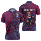 Custom Western Bulldogs Mascot Zipper Polo Shirt Polynesian Tribal Swirl Dynamic - Bulldog Football