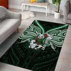 Custom South Sydney Rabbitohs Rugby Area Rug Rabbit Warrior Polynesia Islander Rugby Mascot