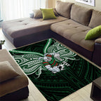Custom South Sydney Rabbitohs Rugby Area Rug Rabbit Warrior Polynesia Islander Rugby Mascot