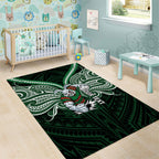 Custom South Sydney Rabbitohs Rugby Area Rug Rabbit Warrior Polynesia Islander Rugby Mascot