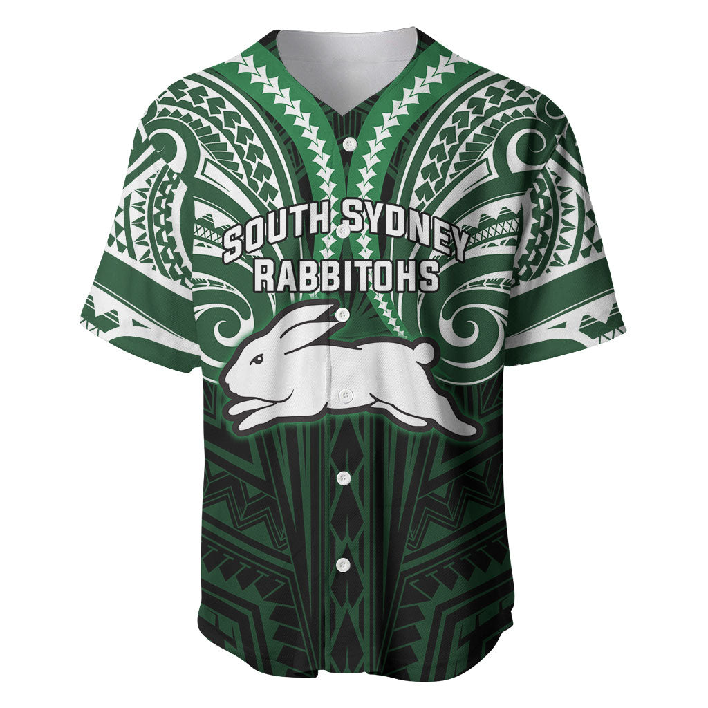 Custom South Sydney Rabbitohs Rugby Baseball Jersey Rabbit Warrior Polynesia Islander Rugby Mascot