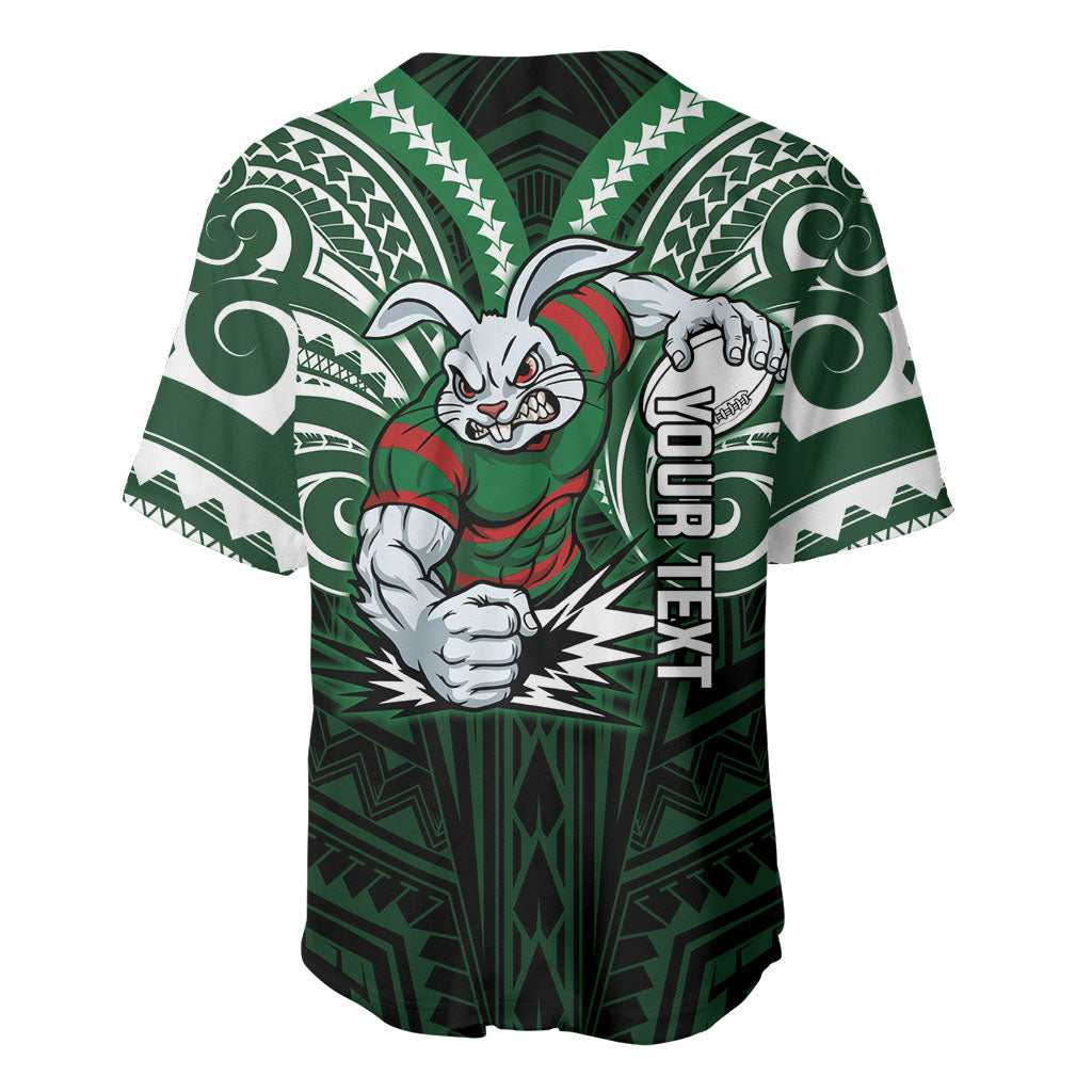 Custom South Sydney Rabbitohs Rugby Baseball Jersey Rabbit Warrior Polynesia Islander Rugby Mascot