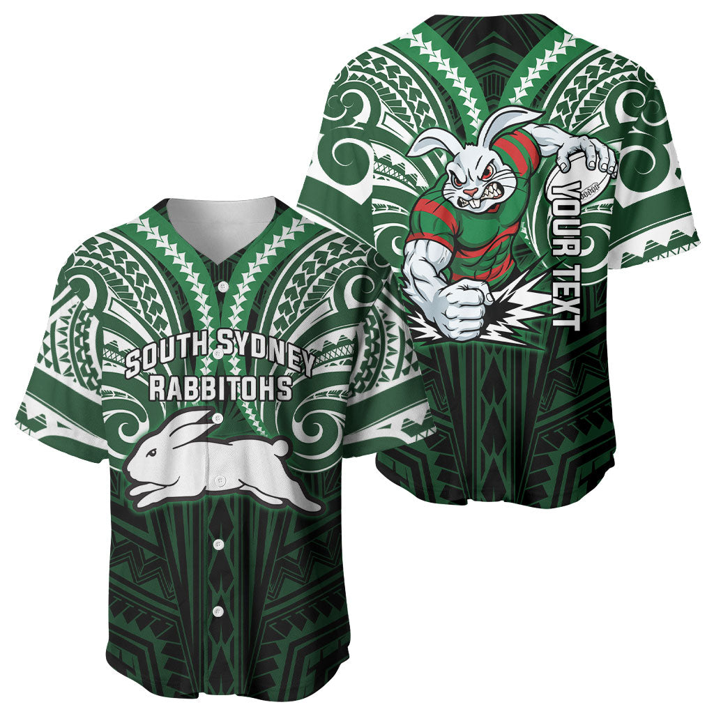 Custom South Sydney Rabbitohs Rugby Baseball Jersey Rabbit Warrior Polynesia Islander Rugby Mascot