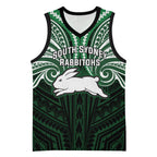 Custom South Sydney Rabbitohs Rugby Basketball Jersey Rabbit Warrior Polynesia Islander Rugby Mascot