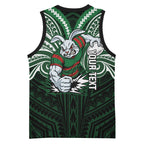 Custom South Sydney Rabbitohs Rugby Basketball Jersey Rabbit Warrior Polynesia Islander Rugby Mascot