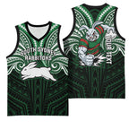 Custom South Sydney Rabbitohs Rugby Basketball Jersey Rabbit Warrior Polynesia Islander Rugby Mascot