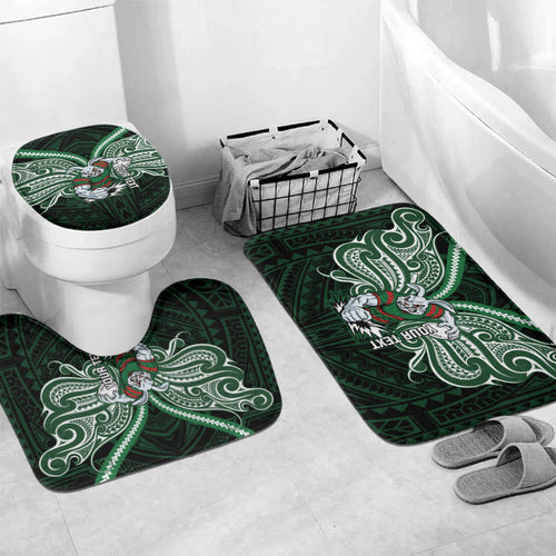 Custom South Sydney Rabbitohs Rugby Bathroom Set Rabbit Warrior Polynesia Islander Rugby Mascot