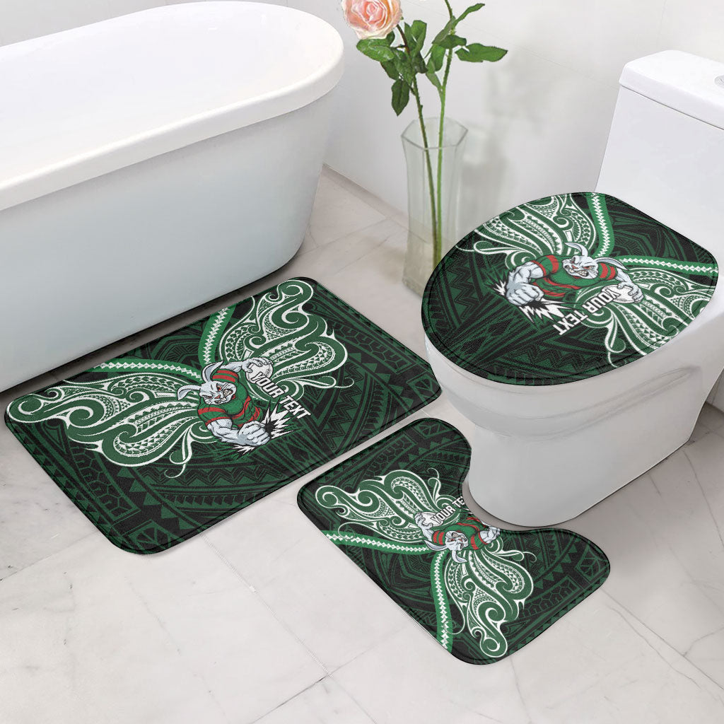 Custom South Sydney Rabbitohs Rugby Bathroom Set Rabbit Warrior Polynesia Islander Rugby Mascot