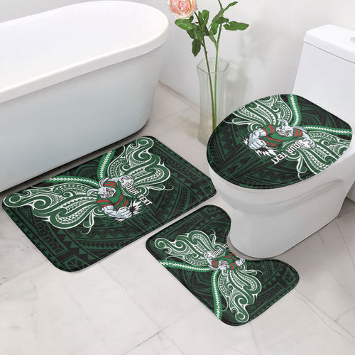 Custom South Sydney Rabbitohs Rugby Bathroom Set Rabbit Warrior Polynesia Islander Rugby Mascot