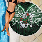 Custom South Sydney Rabbitohs Rugby Beach Blanket Rabbit Warrior Polynesia Islander Rugby Mascot