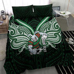 Custom South Sydney Rabbitohs Rugby Bedding Set Rabbit Warrior Polynesia Islander Rugby Mascot