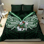 Custom South Sydney Rabbitohs Rugby Bedding Set Rabbit Warrior Polynesia Islander Rugby Mascot
