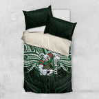Custom South Sydney Rabbitohs Rugby Bedding Set Rabbit Warrior Polynesia Islander Rugby Mascot