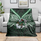 Custom South Sydney Rabbitohs Rugby Blanket Rabbit Warrior Polynesia Islander Rugby Mascot