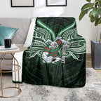 Custom South Sydney Rabbitohs Rugby Blanket Rabbit Warrior Polynesia Islander Rugby Mascot