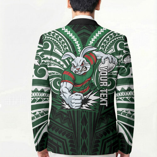 Custom South Sydney Rabbitohs Rugby Blazer Rabbit Warrior Polynesia Islander Rugby Mascot