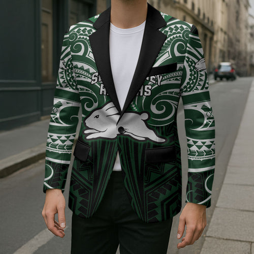 Custom South Sydney Rabbitohs Rugby Blazer Rabbit Warrior Polynesia Islander Rugby Mascot