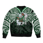 Custom South Sydney Rabbitohs Rugby Bomber Jacket Rabbit Warrior Polynesia Islander Rugby Mascot