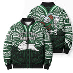 Custom South Sydney Rabbitohs Rugby Bomber Puffer Jacket Rabbit Warrior Polynesia Islander Rugby Mascot