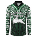 Custom South Sydney Rabbitohs Rugby Button Sweatshirt Rabbit Warrior Polynesia Islander Rugby Mascot