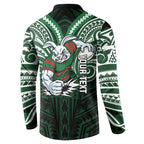 Custom South Sydney Rabbitohs Rugby Button Sweatshirt Rabbit Warrior Polynesia Islander Rugby Mascot
