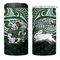 Custom South Sydney Rabbitohs Rugby 4 in 1 Can Cooler Tumbler Rabbit Warrior Polynesia Islander Rugby Mascot