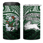 Custom South Sydney Rabbitohs Rugby 4 in 1 Can Cooler Tumbler Rabbit Warrior Polynesia Islander Rugby Mascot