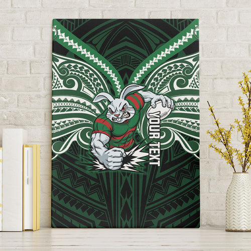 Custom South Sydney Rabbitohs Rugby Canvas Wall Art Rabbit Warrior Polynesia Islander Rugby Mascot