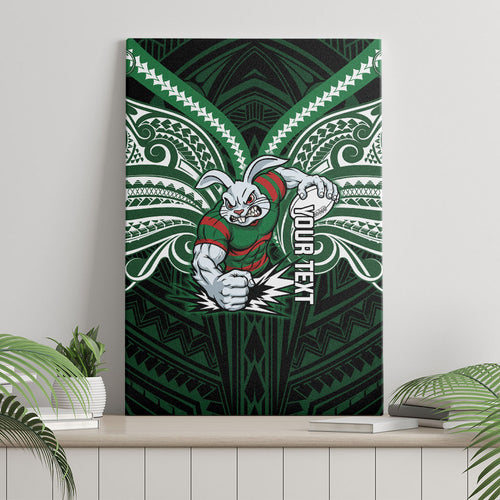 Custom South Sydney Rabbitohs Rugby Canvas Wall Art Rabbit Warrior Polynesia Islander Rugby Mascot