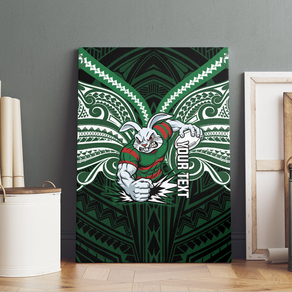 Custom South Sydney Rabbitohs Rugby Canvas Wall Art Rabbit Warrior Polynesia Islander Rugby Mascot