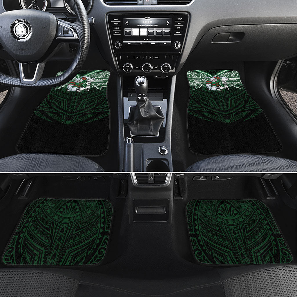 Custom South Sydney Rabbitohs Rugby Car Mats Rabbit Warrior Polynesia Islander Rugby Mascot
